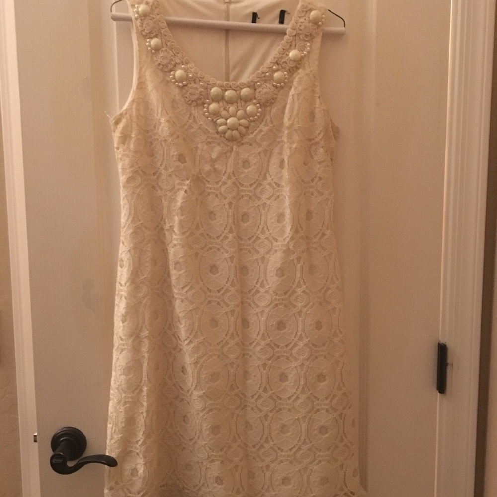 White jeweled neck dress
